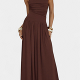 Maddy Vestido Maxi sin Mangas con Drapeado Lateral