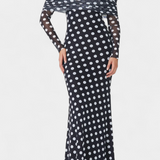 Elinda Vestido Largo Off-Shoulder de Lunares