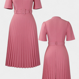 Seliora Vestido Midi de Trabajo con Cinturón y Plisados
