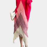 Andalusia Vestido con Borlas y Bloques de Color Contrastantes
