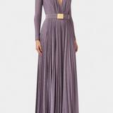 Raisa Vestido Largo Plisado con Escote Profundo
