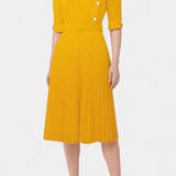Zandie Vestido con Pliegues y Botones Decorativos
