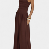 Maddy Vestido Maxi sin Mangas con Drapeado Lateral