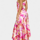 Reya Vestido Asimétrico de Un Hombro con Estampado Floral