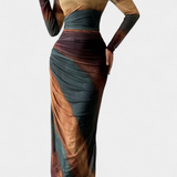 Galene Vestido Midi Ajustado con Capa