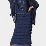 Rosaria Vestido Midi con Volantes y Bordes Deshilachados