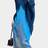 Andalusia Vestido con Borlas y Bloques de Color Contrastantes