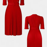 Zandie Vestido con Pliegues y Botones Decorativos