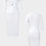 Palamos Vestido Midi Ajustado con Cinturón