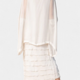 Rosaria Vestido Midi con Volantes y Bordes Deshilachados
