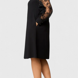 Bellezza Vestido de Encaje con Mangas Largas y Escote Redondo
