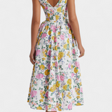 Margie Vestido Midi de Escote en V y Estampado Floral Romántico