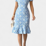 Champel Vestido Midi Bodycon con Mangas Abullonadas