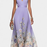 Sauline Vestido Maxi Floral Sin Mangas con Escote en V