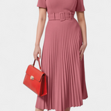 Seliora Vestido Midi de Trabajo con Cinturón y Plisados