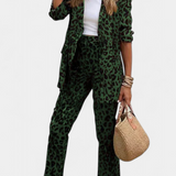 Nusa Conjunto de Chaqueta y Pantalón con Estampado Leopardo