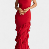 Padeline Vestido Maxi con Volantes y Espalda Abierta