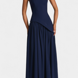 Celaena Vestido Maxi Off Shoulder de Chiffon con Abertura Lateral