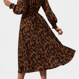 Nerin Vestido A-Line de Leopardo con Cintura Ajustable