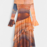 Agentha Falda Larga Asimétrica con Estampado Tie-Dye