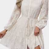 Soreia Vestido Camisero de Botones con Manga Larga Texturizada