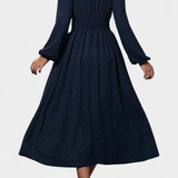 Faela Vestido Midi de Oficina con Lunares Suizos