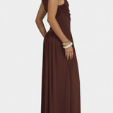 Maddy Vestido Maxi sin Mangas con Drapeado Lateral