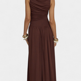 Maddy Vestido Maxi sin Mangas con Drapeado Lateral