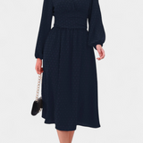 Faela Vestido Midi de Oficina con Lunares Suizos