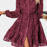 Soreia Vestido Camisero de Botones con Manga Larga Texturizada