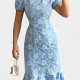 Champel Vestido Midi Bodycon con Mangas Abullonadas