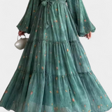 Tavira Vestido Floral de Manga Larga con Cinturón