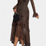 Amali Vestido Maxi de Estampado con Cuello Cuadrado