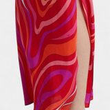 Valera Vestido Largo con Estampado de Remolino y Corte Sin Mangas