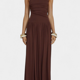 Maddy Vestido Maxi sin Mangas con Drapeado Lateral