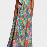 Ginette Vestido Maxi con Estampado Arcoíris