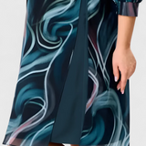 Almira Vestido de Gasa con Estampado Ocean Whirl y Corte Fluido