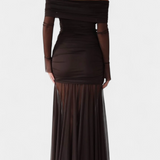 Desiree Vestido Maxi Strapless con Fruncidos Esculturales