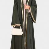 Ginebra Abaya Fluida con Bordado Dorado