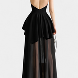 Hollis Vestido Largo con Escote Halter y Espalda Descubierta
