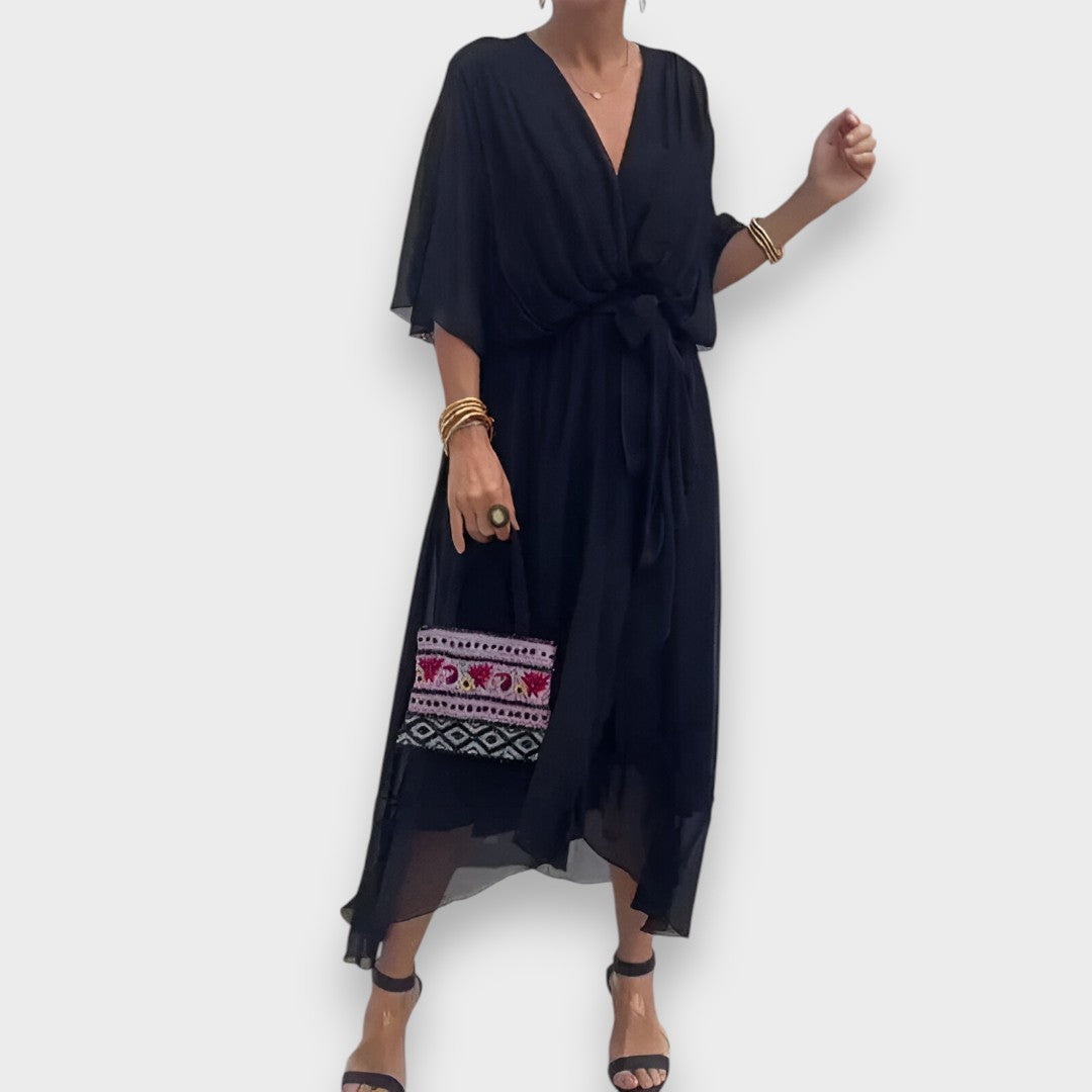 Monica -  Vestido de gasa con escote en V