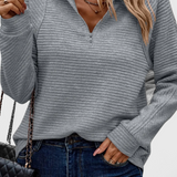 Helene Jersey de Cuello en V con Cremallera y Manga Larga