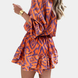 Yasmine Mono Mini con Volantes y Estampado Ikat