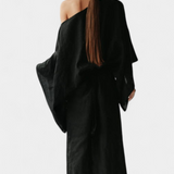 Kamilia Vestido Kimono de Lino Carmesí