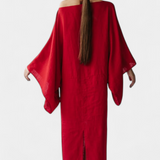 Kamilia Vestido Kimono de Lino Carmesí