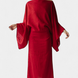 Kamilia Vestido Kimono de Lino Carmesí