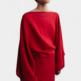 Kamilia Vestido Kimono de Lino Carmesí