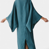 Kamilia Vestido Kimono de Lino Carmesí