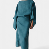 Kamilia Vestido Kimono de Lino Carmesí