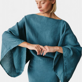 Kamilia Vestido Kimono de Lino Carmesí